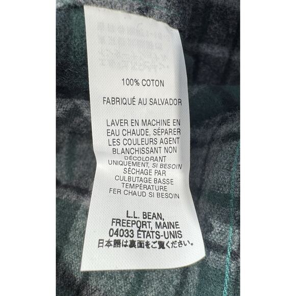 LL Bean Shirt Men Large Green Plaid Chamois Flannel Vintage Heavyweight Trad Fit - Picture 13 of 15